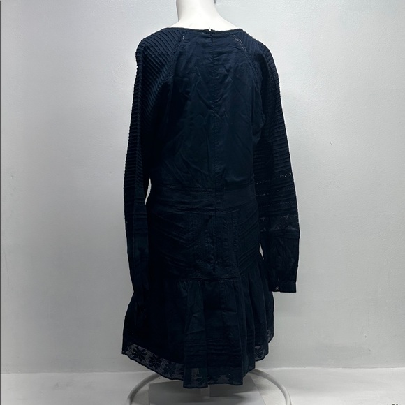 Veronica Beard Addilyn Dress Long Sleeve Button Down Cotton Navy Blue Size 12 - Picture 7 of 12